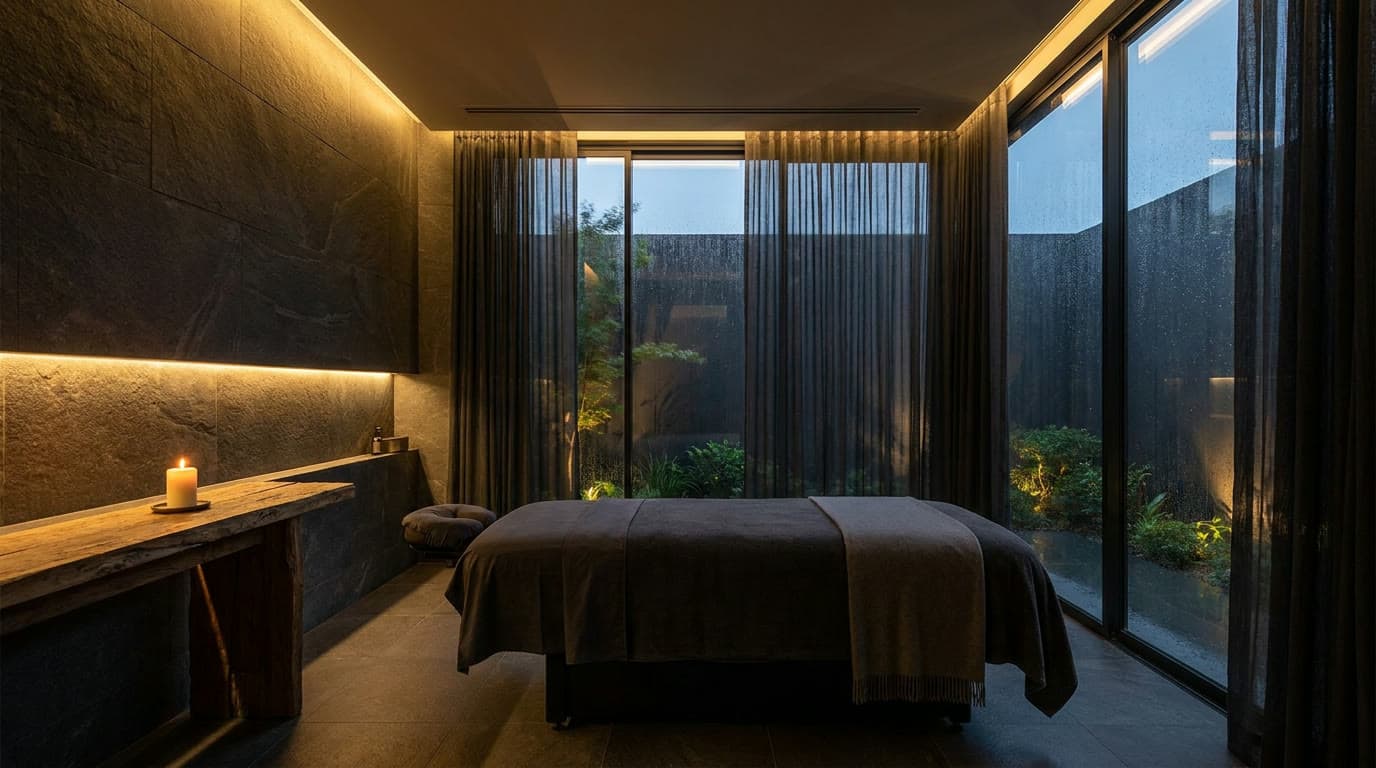 Treatment room, warm low light